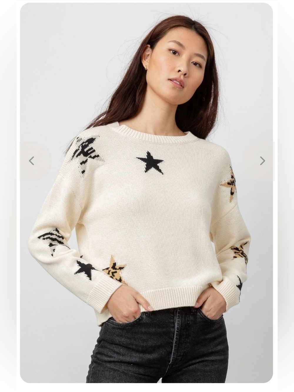 Rails Percy cotton/cashmere blend S Star-Print Crewneck Sweater